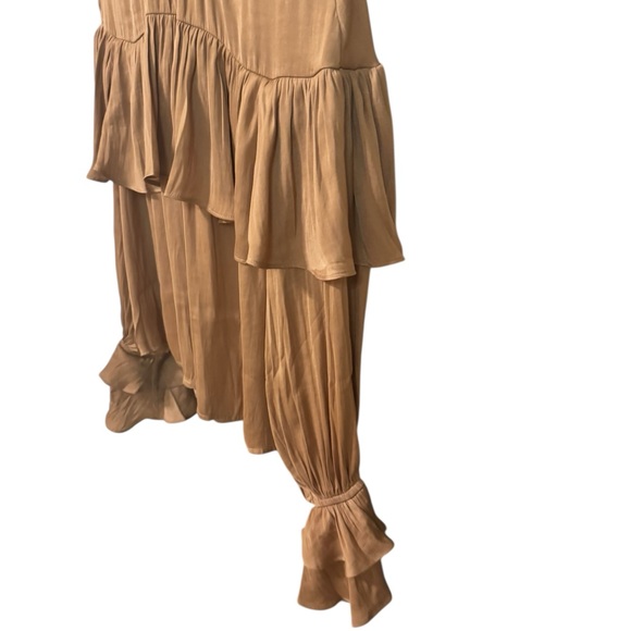 The Drop Tan Ruffled Blouse With Long Ruffled Sleeves - Picture 4 of 7
